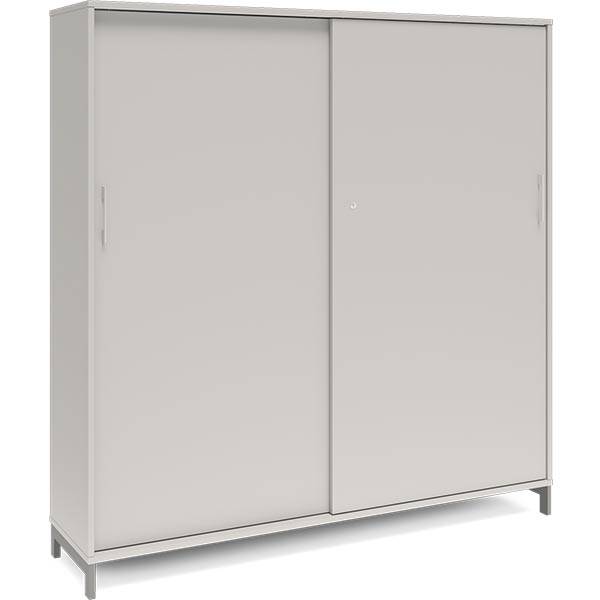Office kontorskab med skyded&oslash;r 1660x1600mm lys gr&aring; med alugr&aring;t stel
