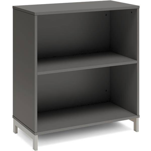 Office bogreol 890x800x400mm antracit med alugr&aring; benramme