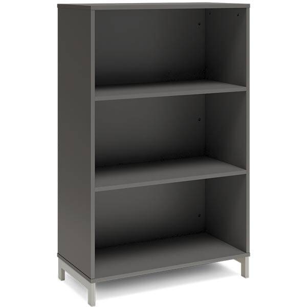Office bogreol 1275x800x400mm antracit med alugrå benramme