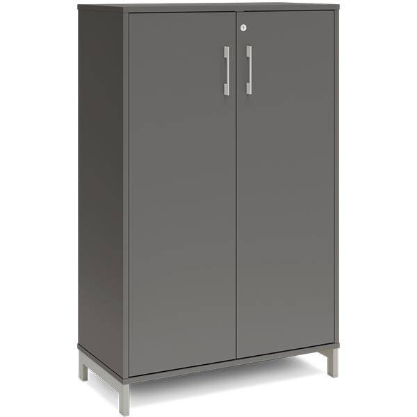 Office kontorskab 1275x800x400mm antracit med alugr&aring; benramme