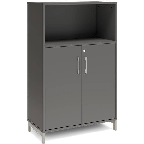 Office kontorskab 1275x800mm antracit med alugr&aring;t stel