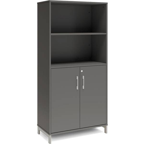 Office kontorskab 1660x800mm antracit med alugr&aring;t stel