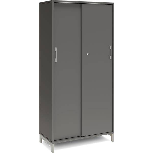 Office kontorskab med skydedør 1660x800mm antracit med alugråt stel