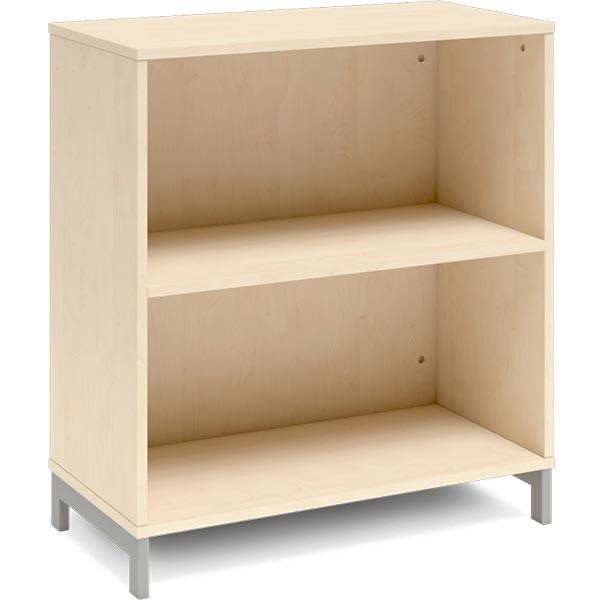 Office bogreol 890x800x400mm birk med alugr&aring; benramme