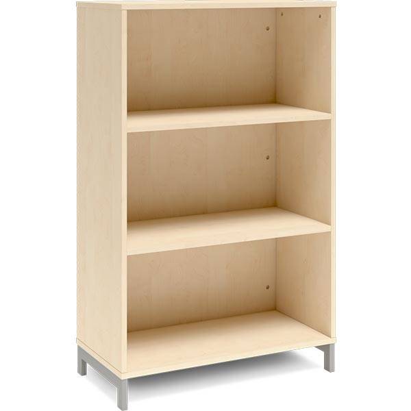 Office bogreol 1275x800x400mm birk med alugr&aring; benramme