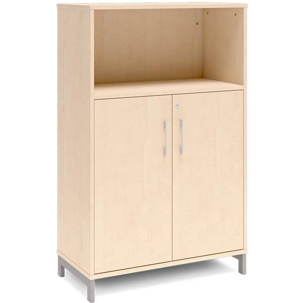 Office kontorskab 1275x800mm birk med alugråt stel