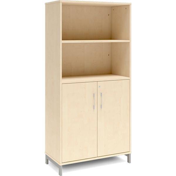 Office kontorskab 1660x800mm birk med alugråt stel