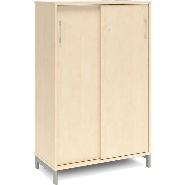 Office kontorskab med skyded&oslash;r 1275x800mm birk med alugr&aring;t stel