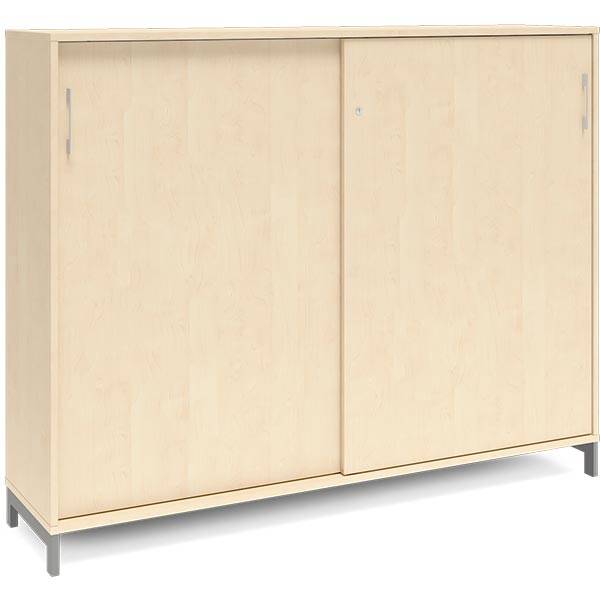 Office kontorskab med skyded&oslash;r 1275x1600mm birk med alugr&aring;t stel