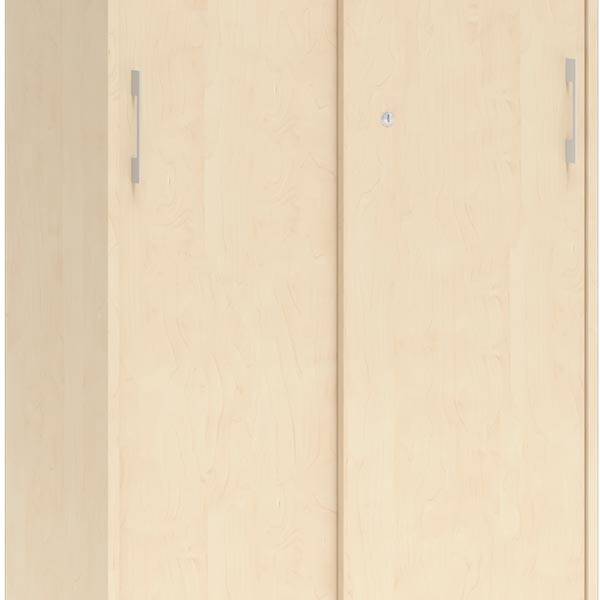 Office kontorskab med skyded&oslash;r 1660x800mm birk med alugr&aring;t stel