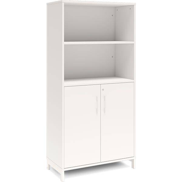 Office kontorskab 1660x800mm hvid med hvidt stel