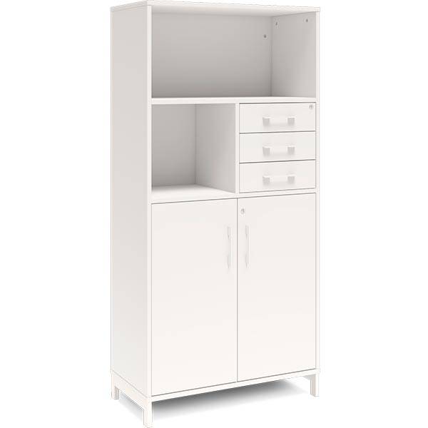 Office kontorskab med skuffer 1660x800mm hvid med hvidt stel