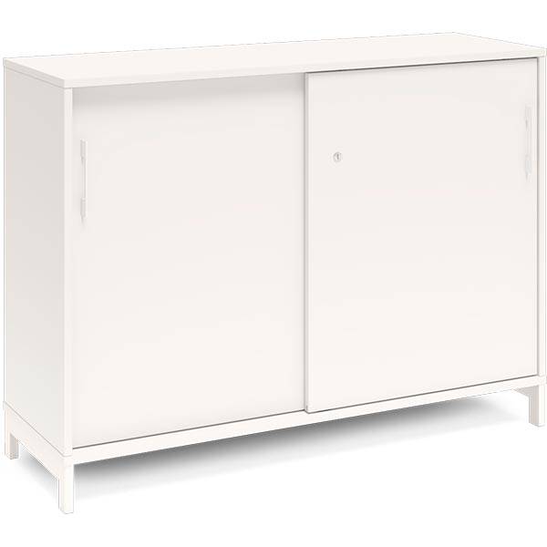 Office kontorskab med skydedør 890x1200mm hvid med hvidt stel
