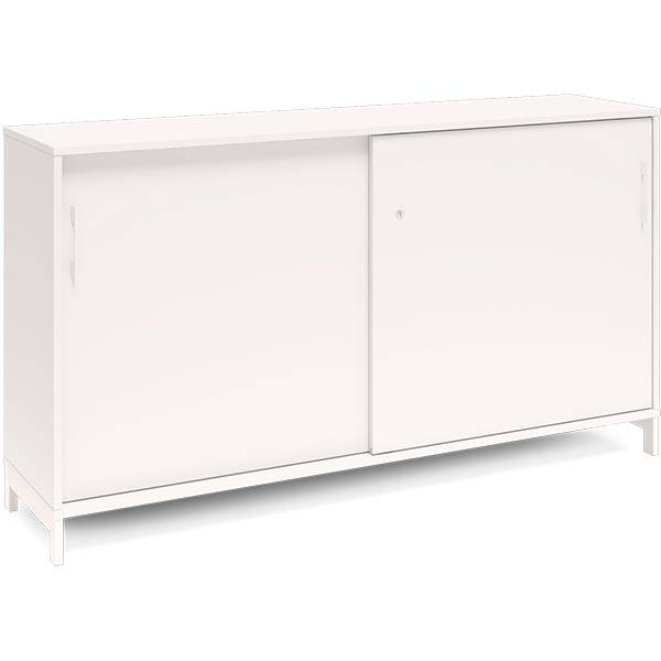 Office kontorskab med skyded&oslash;r 890x1600mm hvid med hvidt stel