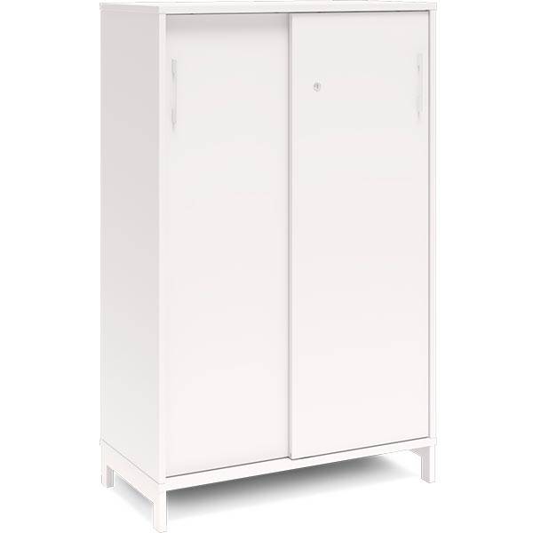 Office kontorskab med skyded&oslash;r 1275x800mm hvid med hvidt stel