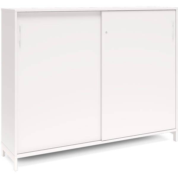 Office kontorskab med skyded&oslash;r 1275x1600mm hvid med hvidt stel