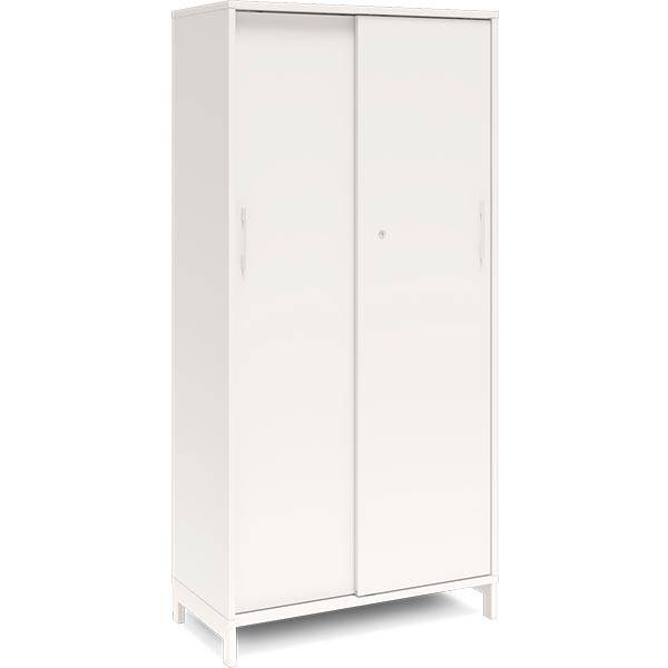 Office kontorskab med skydedør 1660x800mm hvid med hvidt stel