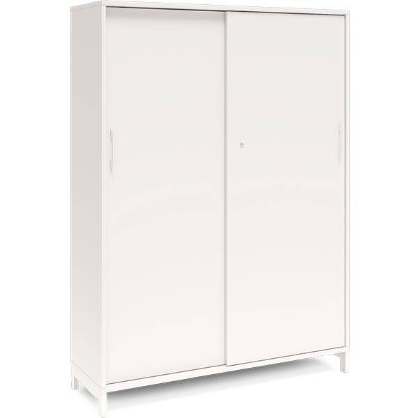 Office kontorskab med skyded&oslash;r 1660x1200mm hvid med hvidt stel