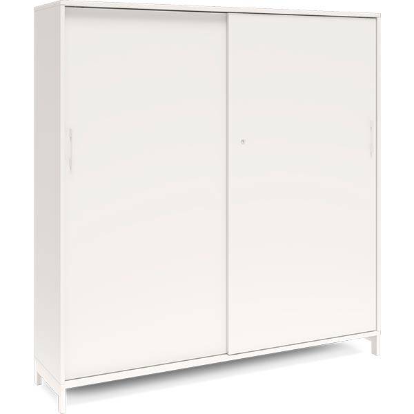 Office kontorskab med skyded&oslash;r 1660x1600mm hvid med hvidt stel