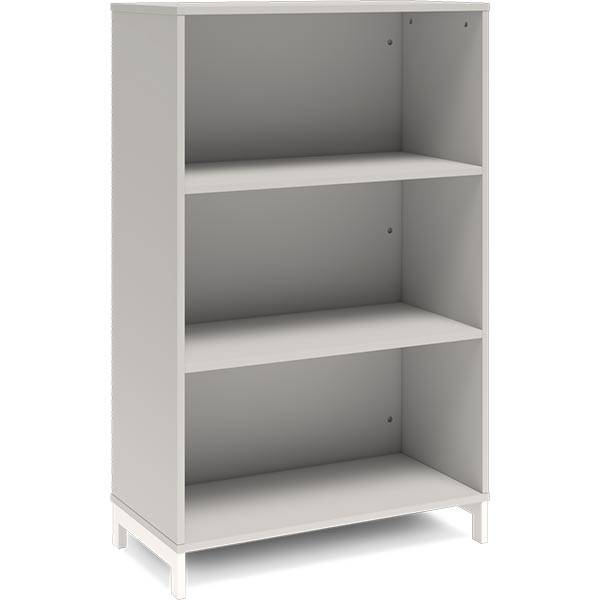 Office bogreol 1275x800x400mm lys gr&aring; med hvid benramme