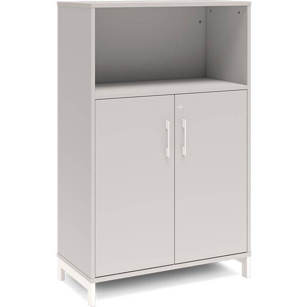 Office kontorskab 1275x800mm lys gr&aring; med hvidt stel