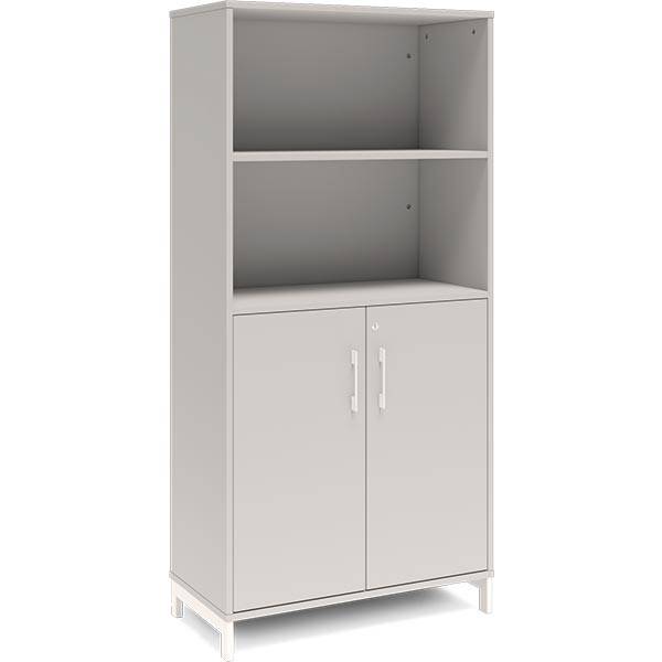 Office kontorskab 1660x800mm lys gr&aring; med hvidt stel