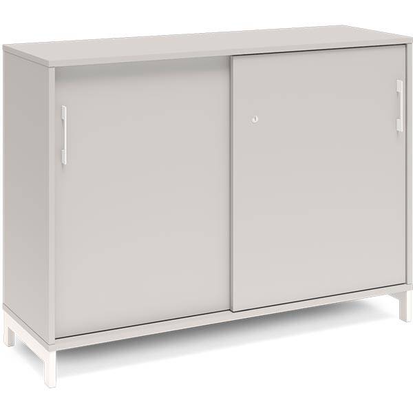 Office kontorskab med skyded&oslash;r 890x1200mm lys gr&aring; med hvidt stel