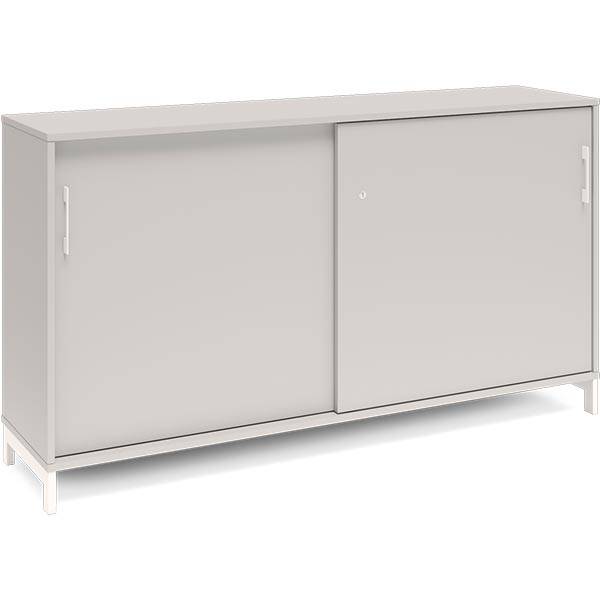 Office kontorskab med skydedør 890x1600mm lys grå med hvidt stel