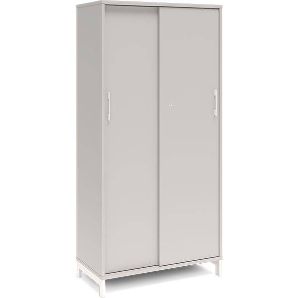 Office kontorskab med skyded&oslash;r 1660x800mm lys gr&aring; med hvidt stel