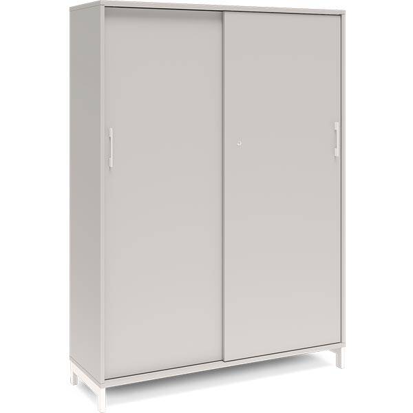 Office kontorskab med skydedør 1660x1200mm lys grå med hvidt stel