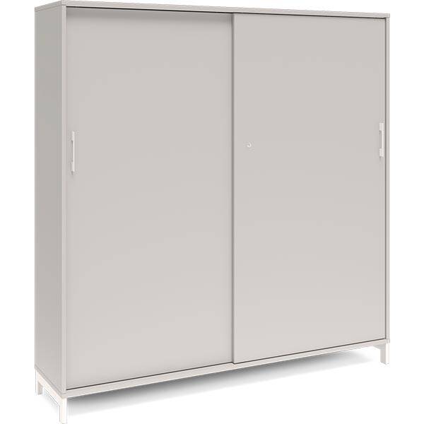 Office kontorskab med skyded&oslash;r 1660x1600mm lys gr&aring; med hvidt stel