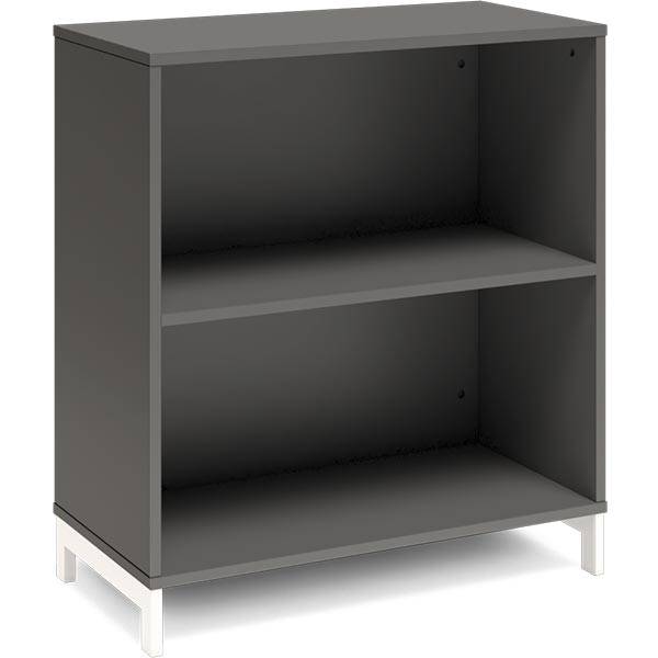 Office bogreol 890x800x400mm antracit med hvid benramme