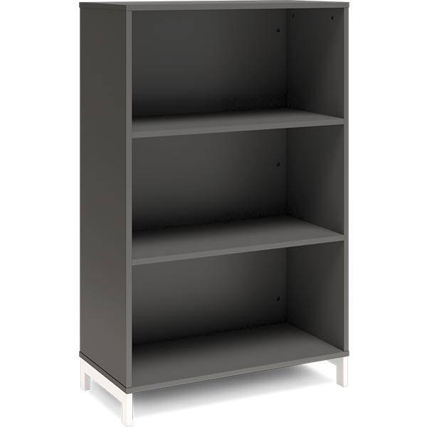 Office bogreol 1275x800x400mm antracit med hvid benramme