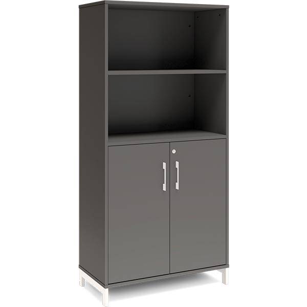 Office kontorskab 1660x800mm antracit med hvidt stel