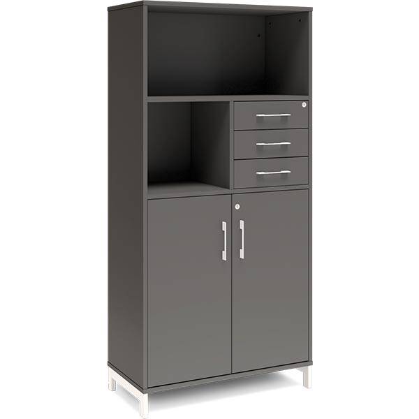 Office kontorskab med skuffer 1660x800mm antracit med hvidt stel