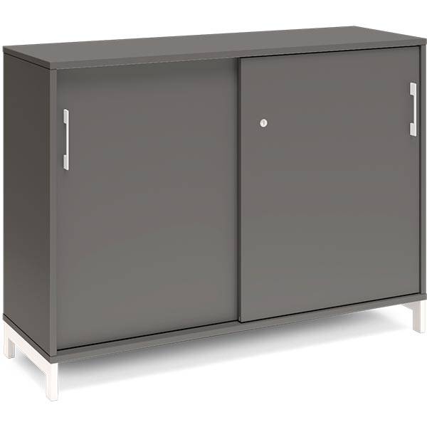 Office kontorskab med skydedør 890x1200mm antracit med hvidt stel