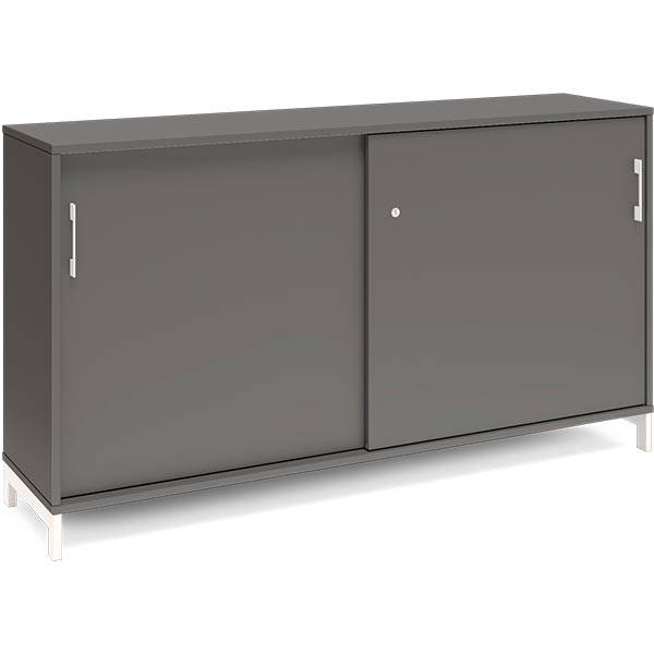 Office kontorskab med skyded&oslash;r 890x1600mm antracit med hvidt stel