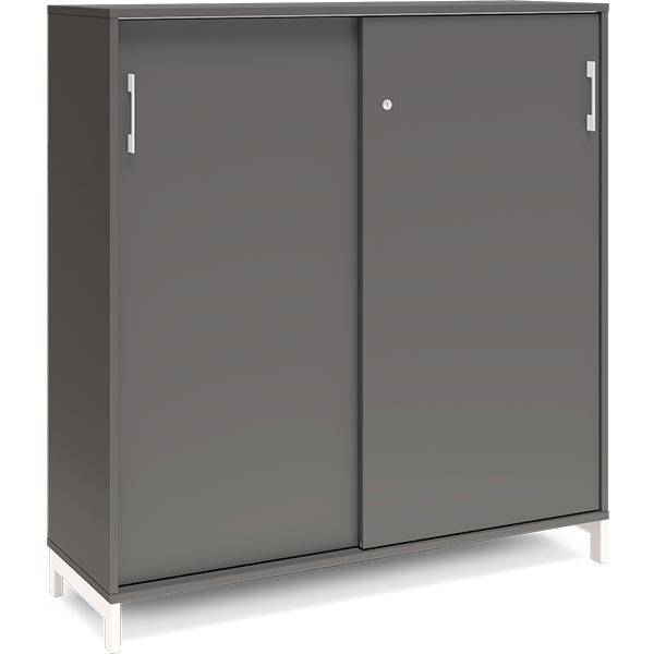 Office kontorskab med skydedør 1275x1200mm antracit med hvidt stel
