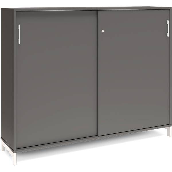 Office kontorskab med skyded&oslash;r 1275x1600mm antracit med hvidt stel