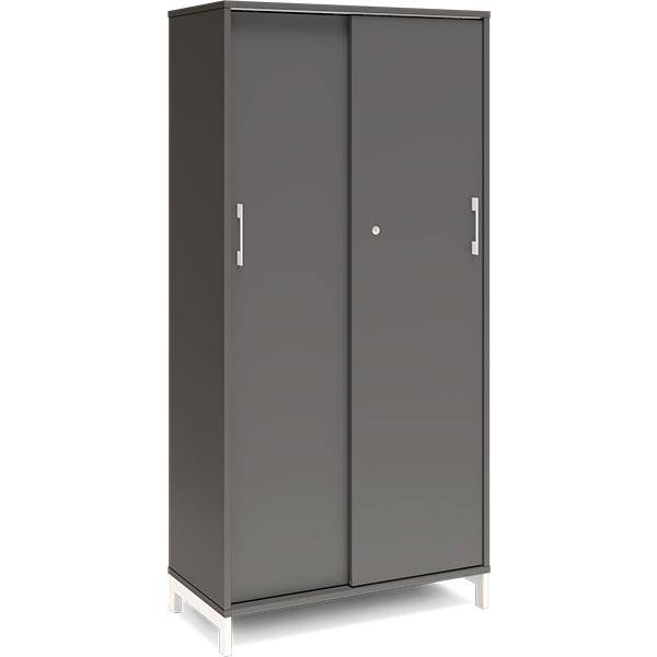 Office kontorskab med skyded&oslash;r 1660x800mm antracit med hvidt stel