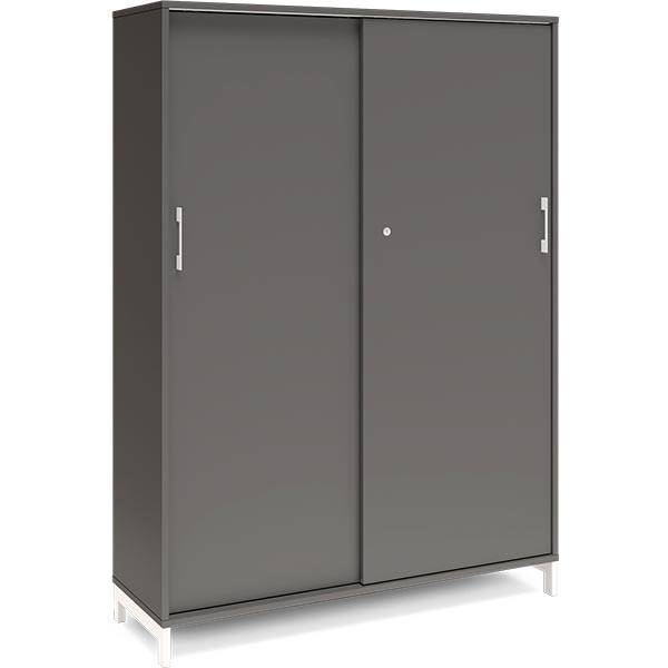 Office kontorskab med skydedør 1660x1200mm antracit med hvidt stel