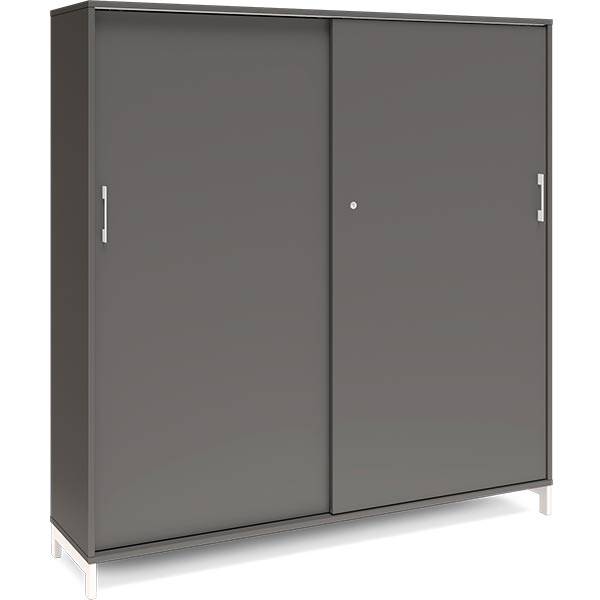 Office kontorskab med skydedør 1660x1600mm antracit med hvidt stel