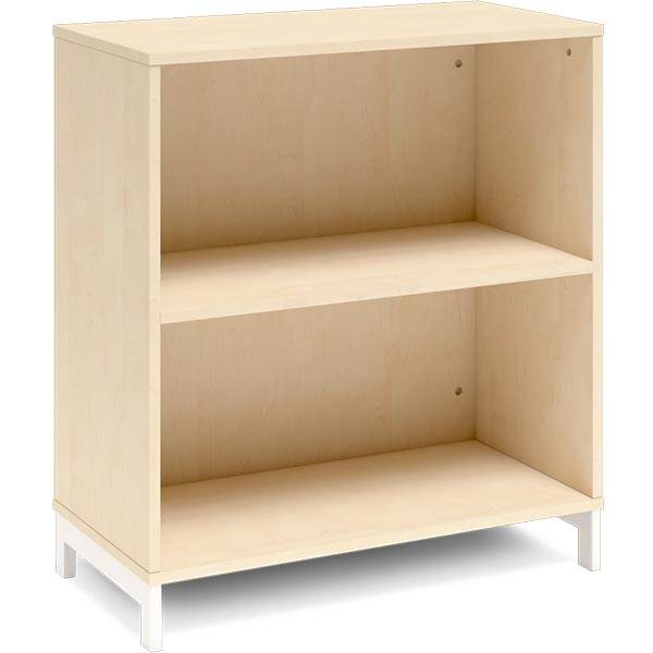 Office bogreol 890x800x400mm birk med hvid benramme