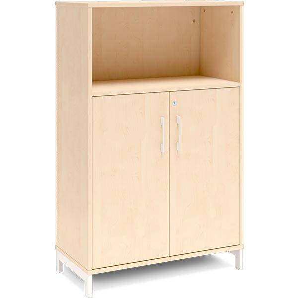 Office kontorskab 1275x800mm birk med hvidt stel