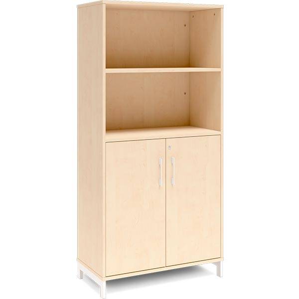 Office kontorskab 1660x800mm birk med hvidt stel
