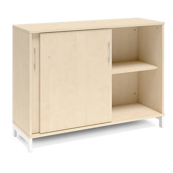 Office kontorskab med skyded&oslash;r 890x1200mm birk med hvidt stel