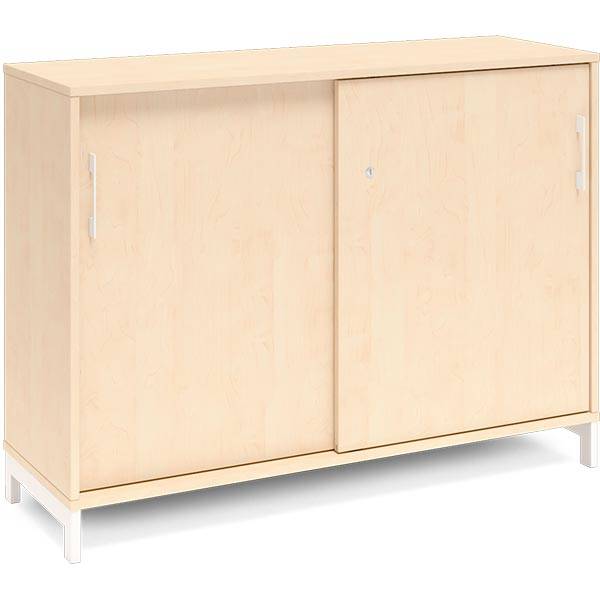 Office kontorskab med skydedør 890x1200mm birk med hvidt stel