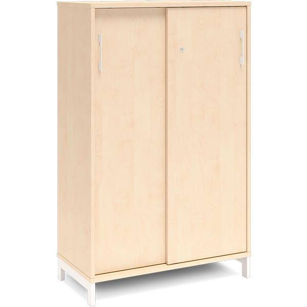 Office kontorskab med skyded&oslash;r 1275x800mm birk med hvidt stel