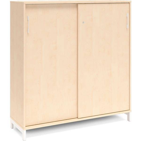 Office kontorskab med skyded&oslash;r 1275x1200mm birk med hvidt stel