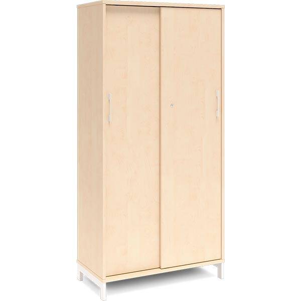 Office kontorskab med skydedør 1660x800mm birk med hvidt stel
